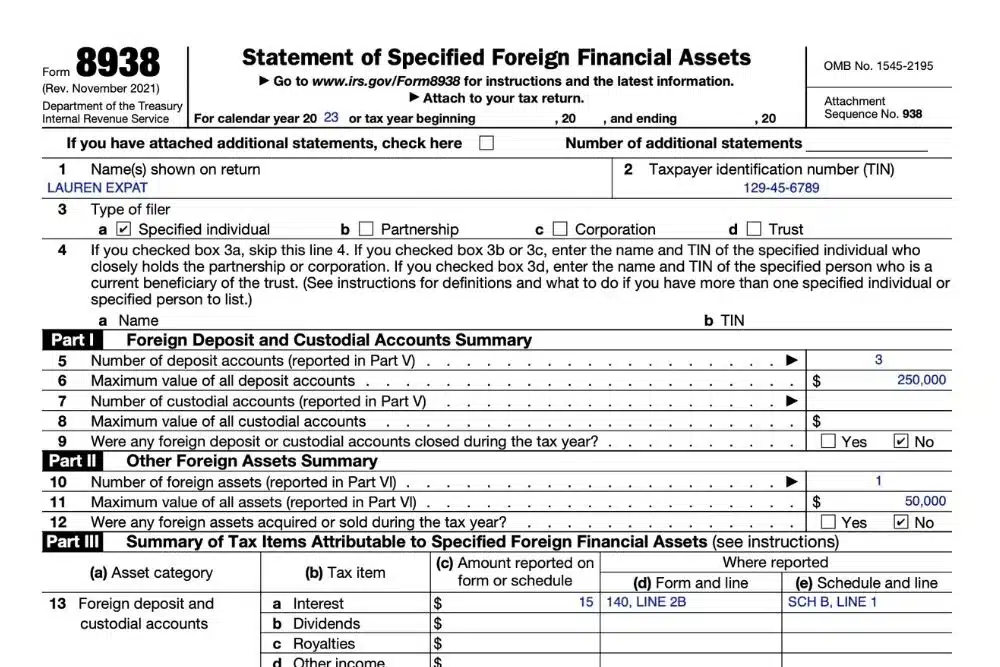 Form 8938 IRS