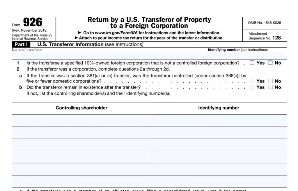 Form 926 for Expats Explained: Reporting Property Transfers to a Foreign Corporation