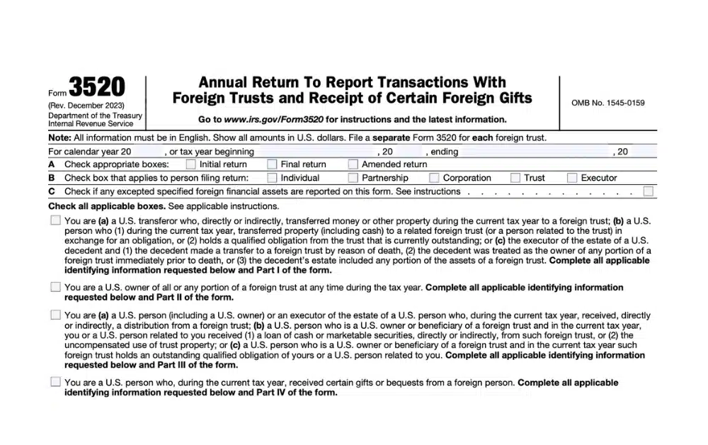 Form 3520 Explained: Reporting Foreign Gifts, Inheritances, and Trust Transactions to the IRS