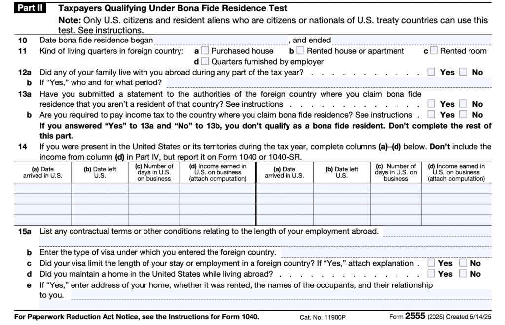 Form 2555 Part 2