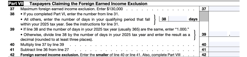 Form 2555 Part 7