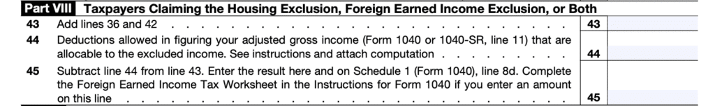 Form 2555 Part 8