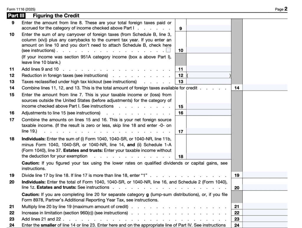 Form 1116 Part 3