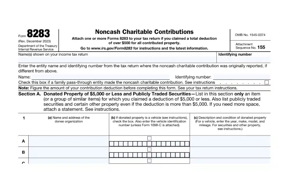 Form 8283 for Expats Explained: Noncash Charitable Contribution Deductions