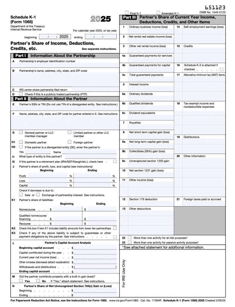 form 1065 schedule k-1