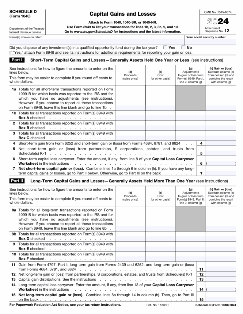 Schedule D Form 1040